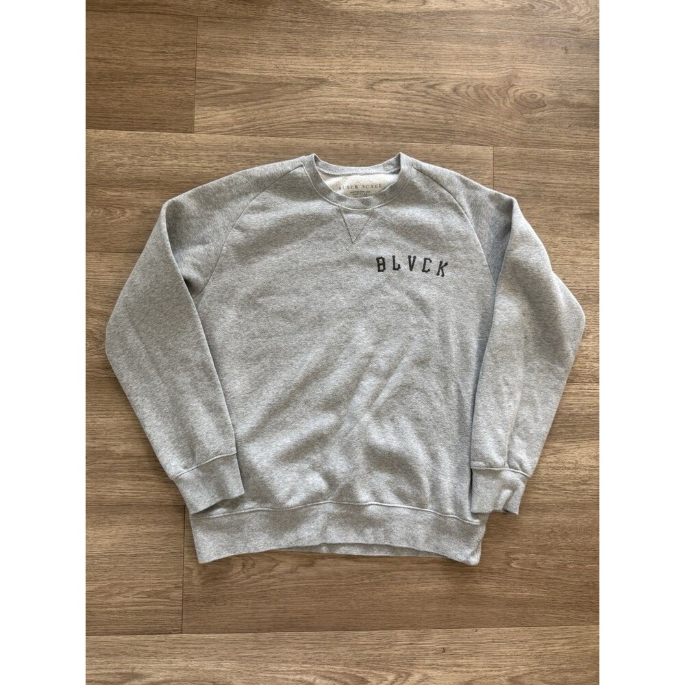 Black Scale Blvck Scvle Gray Cotton Pullover Crew Neck Logo Sweater Men's Size M